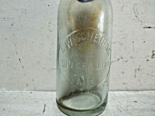 Vintage Blob Top Hutch Hutchinson Soda Bottle C W Scheihing Poplar Bluff Mo