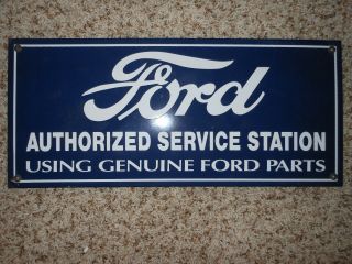 Vintage Ford Authorized Service Station Porcelain Sign Gas Oil Dealer Sales