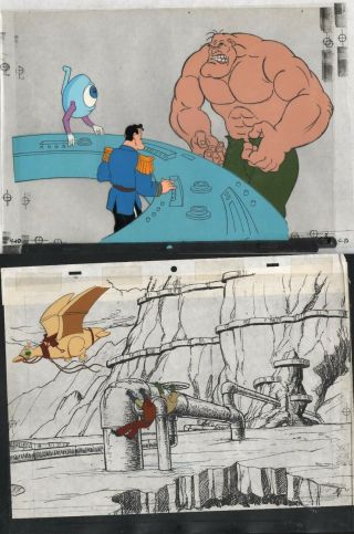 2 Production Animation Cels From Heavy Metal 1981 & Production Drawing