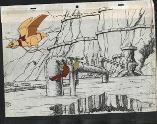 2 PRODUCTION ANIMATION CELS FROM HEAVY METAL 1981 & PRODUCTION DRAWING 3