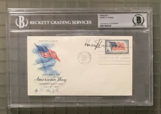 President Harry S.  Truman Signed 1957 First Day Cover Fdc Beckett Bas Auto