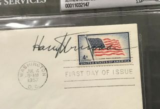 President Harry S.  Truman Signed 1957 First Day Cover FDC Beckett BAS AUTO 2