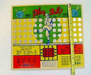 Old 1940s Bingo Play Ball Baseball Gambling Punch Board