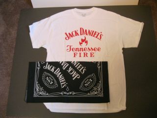Jack Daniels Tennessee Fire T Shirt And Black And White Bandana Old No.  7