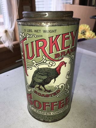 10 1/2 " Turkey Coffee Tin Early 1900 