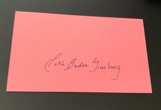 Ruth Bader Ginsburg U.  S.  Supreme Court Justice Signed Autograph 3x5 Index Card