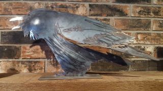 Stainless Steel Crow Raven Cut Metal Sculpture,  Garden Decor Crow One - Of - A - Kind