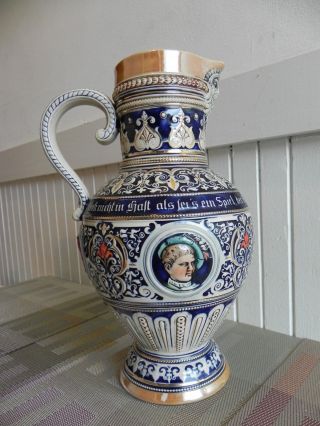 Marzi & Remy West Germany Very Large 3l Beer Decorated Ornate Pitcher