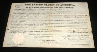 Antique President Martin Van Buren Secretary Signed Land Grant Detriot Michigan