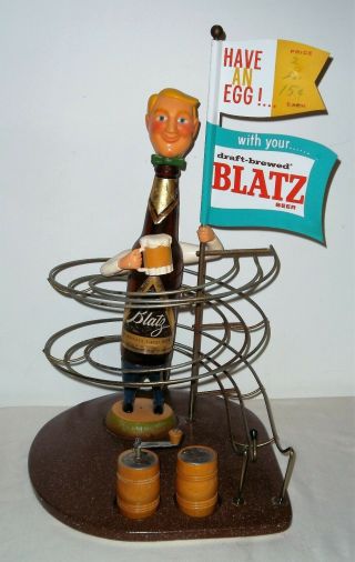 Blatz Beer Egg Roller Advertising Piece W/salt & Pepper Shakers -