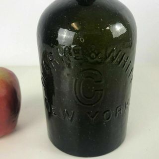 Antique Clarke & White York Spring Bottle in Dark Green Olive 2