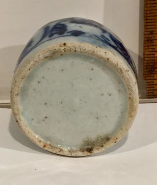 Antique Blue & White Stoneware Inkwell - 4