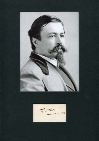 Cartoonist Thomas Nast Autograph,  Signed Card Mounted