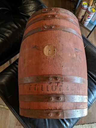 Antique Coca - Cola Wooden 5 Gallon Syrup Keg Barrel Bozeman Montana Orig Label 4