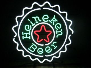 Heineken Bottle Cap Image Neon Light Beer Sign