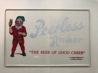 1940s Peerless Amber Beer Backlit Beer Light Glass Sign La Crosse Breweries Inc.