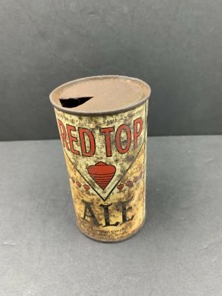 Red Top Ale Opening Instructional Tough RARE Flat Top Can,  Cincinnati,  Ohio 2