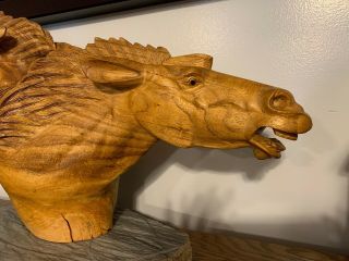Solid Wood Horse Head Hand - Carved Equestrian Equine