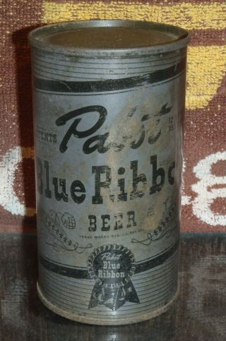 1944 Ww2 Olive Drab Pabst Blue Ribbon Flat Top Beer Can Withdrawn Milwaukee