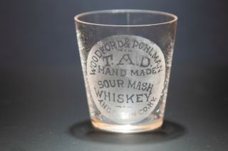 Pre Pro Prohibition Shot Glass T.  A.  D.  Hand Made Sour Mash Whiskey