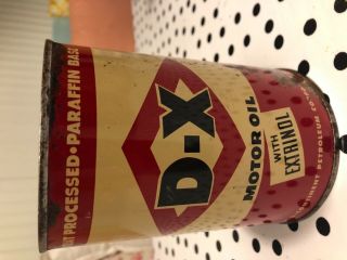 Vintage Advertising 50 ' s D - X 1 qt.  Motor Oil Can Metal Can - Empty 2
