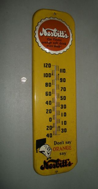 Vintage Painted Metal Thermometer Sign Nesbitt 