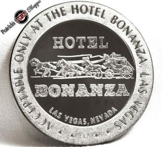 $5 FULL PROOF STERLING SILVER SLOT TOKEN HOTEL BONANZA CASINO 1967 FM LAS VEGAS 2