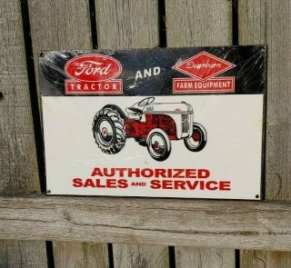 Ford Tractor & Dearborn Farm Equipment Metal Sign Dealer Sales Service Vintage