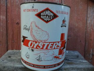 North Carolina Diamond Shoals Oyster Can 1 Gallon Tin Atlantic,  N.  C No.  8 2
