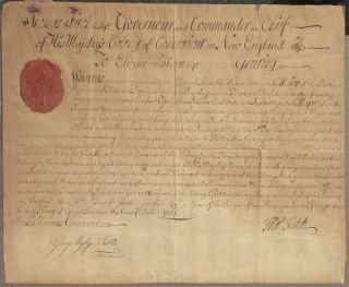 1756 Ct Governor Thomas Fitch Signed French And Indian War Military Appointment