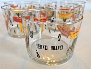 Fernet - Branca Set Of 6 Liqueur Digestif Glasses Italian Digestivo Cocktail Bar
