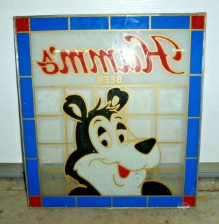Vintage Hamm ' s Beer Stained Glass Window Display Advertising Sign 2
