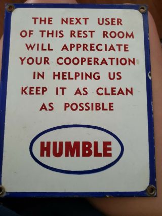 Humble Rest Room Sign Porcelain Gas Bathroom 9 " ×7 "