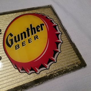 1930s GUNTHER BEER Breweriana Sign Reverse Painted Glass Baltimore Maryland 2