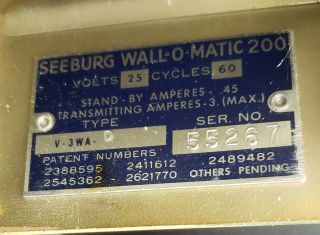 Seeburg V - 3wA Jukebox Wallbox Remote Selector 200 Selections (55267s.  n. ) 12
