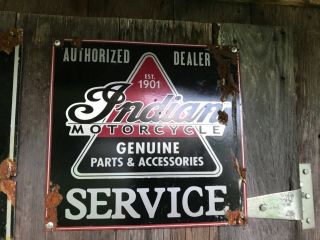 Antique Barn Find Style Indian Motorcycles Dealer Service Parts Sign