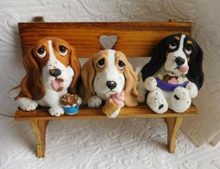 Basset Hounds Summer Ice Cream Day Sculpture Clay By Raquel At Thewrc Ooak