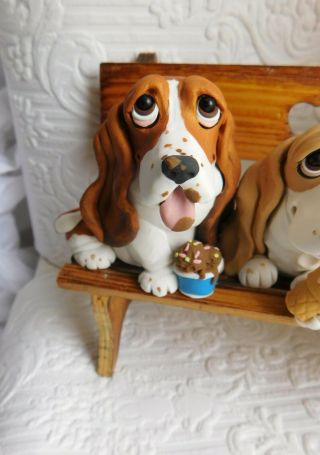 Basset Hounds Summer Ice Cream Day Sculpture Clay by Raquel at theWRC OOAK 5
