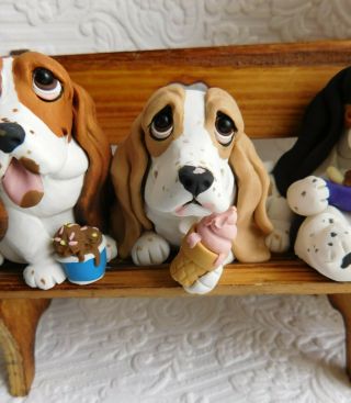 Basset Hounds Summer Ice Cream Day Sculpture Clay by Raquel at theWRC OOAK 6