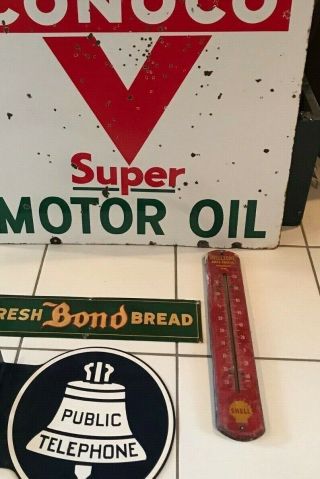 Rare Vintage Advertising Gas Oil Sign Thermometer Shell Not Texaco
