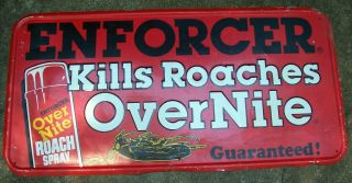 Enforcer Roach Overnite - Metal Sign,  Lg 35 " X 18 ",  1980 
