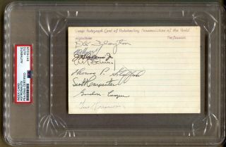 Mercury 7 Seven Nasa Astronauts Signed 4x6 Index Card W/ Gus Grissom Psa/dna
