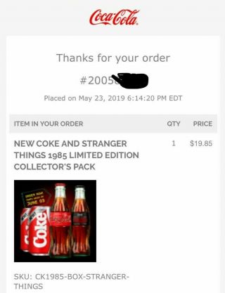 Stranger Things Coke Coca Cola 1985 Limited Edition Collectors Pack