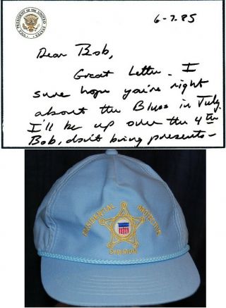 President George H.  W.  Bush Hand Written Signed Note And Secret Service Hat