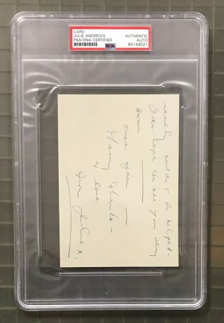 Julie Andrews Signed Handwritten Greeting Card Autographed Psa/dna Auto Actress