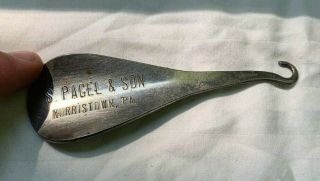 Antique Metal Advertising S.  Pagel & Son Norristown,  Pa Shoe Horn Button Hook
