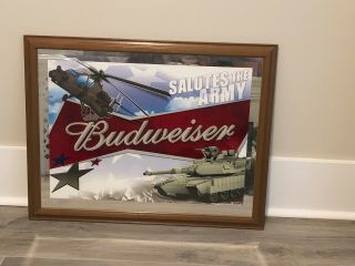 Budweiser Salute To The United States Army Mirror Picture.  Rare Collectible