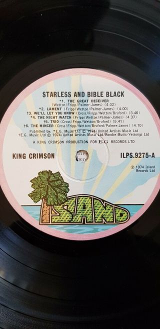 King Crimson Starless And Bible Black 1st Pressing Lp Vinyl 1974 Island Records