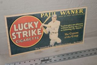 Rare 1930s Paul Waner Lucky Strike Tobacco Cigarettes Store Display Sign Bat