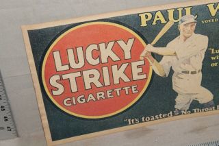 RARE 1930s PAUL WANER LUCKY STRIKE TOBACCO CIGARETTES STORE DISPLAY SIGN BAT 3
